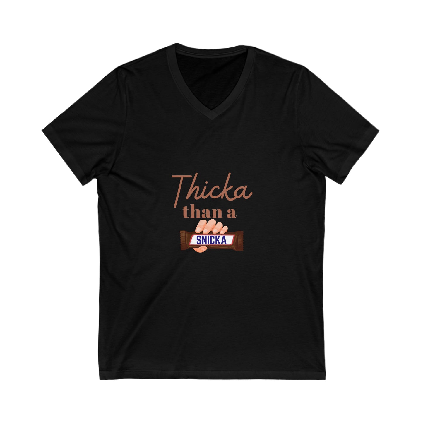 Thicka Than A Snicka Unisex Jersey Short Sleeve V-Neck Tee