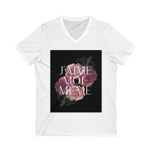 J'aime Moi-Meme Unisex Jersey Short Sleeve V-Neck Tee